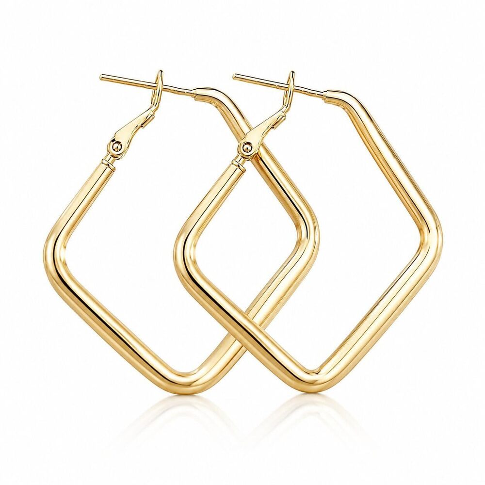 Chic Gold Square Hoop Earrings for Women, S925 Posts